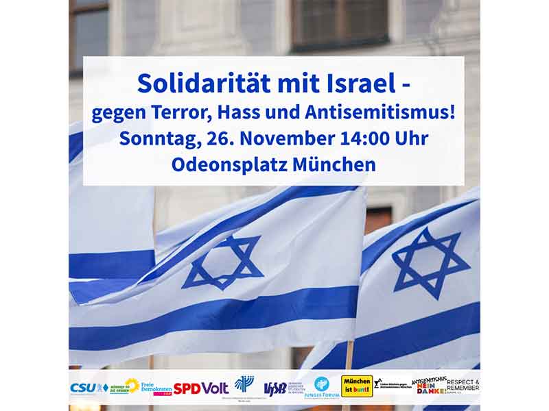 Kundgebung: Solidarität mit Israel – gegen Terror, Hass und Antisemitismus