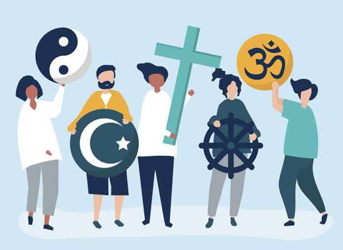 diverse religious symbols illustration